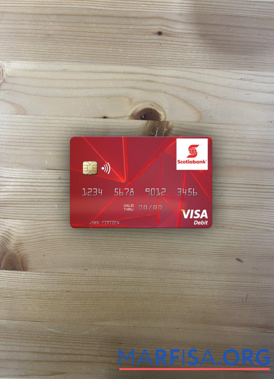 Realistic Saint Vincent and the Grenadines Bank of Nova Scotia visa debit card photolook front sample